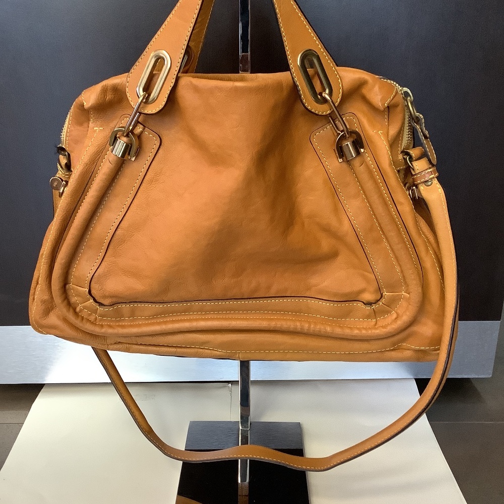 Chloe Paraty Leather Handbag Honey
